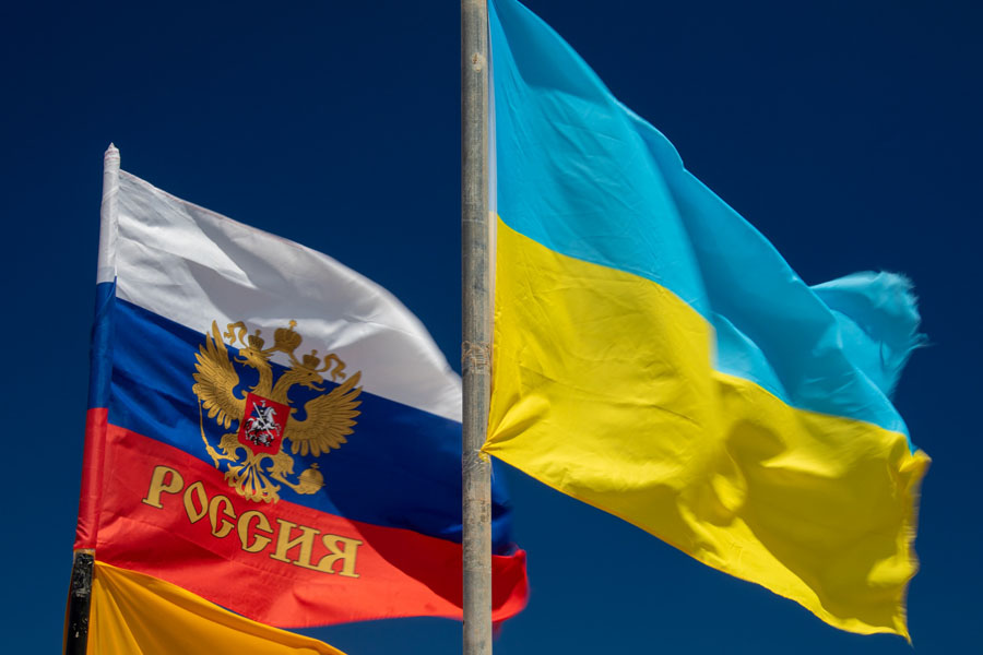 Russia and Ukraine flags