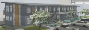 An artist's conception shows a proposed Grand Terrace project building from the uphill side.