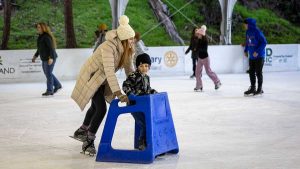 The Ashland ice rink, seen here in December 2023, won’t open this season due to permitting issues with the rink’s canopy structure, according to city officials. Ashland.news photo by Bob Palermini