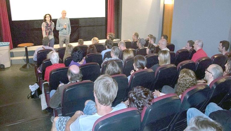 Filmgoers at a previous Ashland Independent Film Festival participate in an after-show discussion with filmmakers. After post-pandemic struggles, the AIFF plans a festival Oct. 2-6. AIFF photo