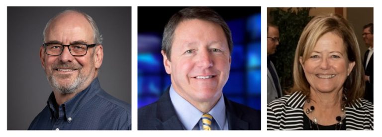 From left, Ashland.news Executive Editor Bert Etling, KOBI-TV NBC5 Vice President and General Manager Bob Wise, and FORJournalism President Heidi Wright.