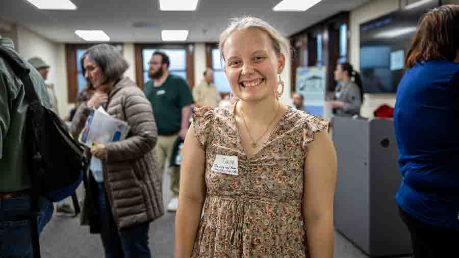 Tiana Gilliland, an Ashland Housing and Human Services Committee member, SOU student and student body president, was a catalyst for adding human services organization participation to Ashland’s 2025 Community Resource Fair. Ashland.news photo by Bob Palermini