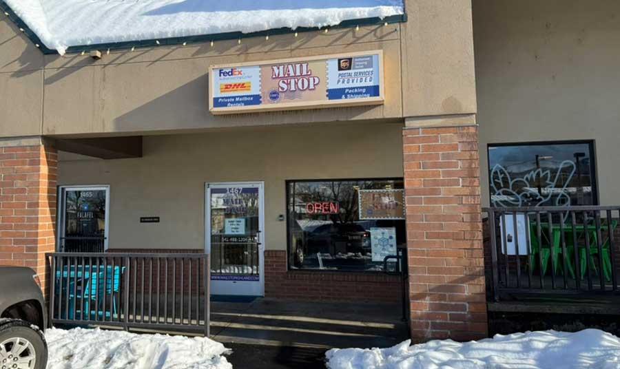 This Mail Stop location in Ashland's Gateway Shopping Center, also home to the Market of Choice and other businesses, as the mailing address for Good Daily's Daily Salem news site newsletter. Ashland.news photo by Bert Etling