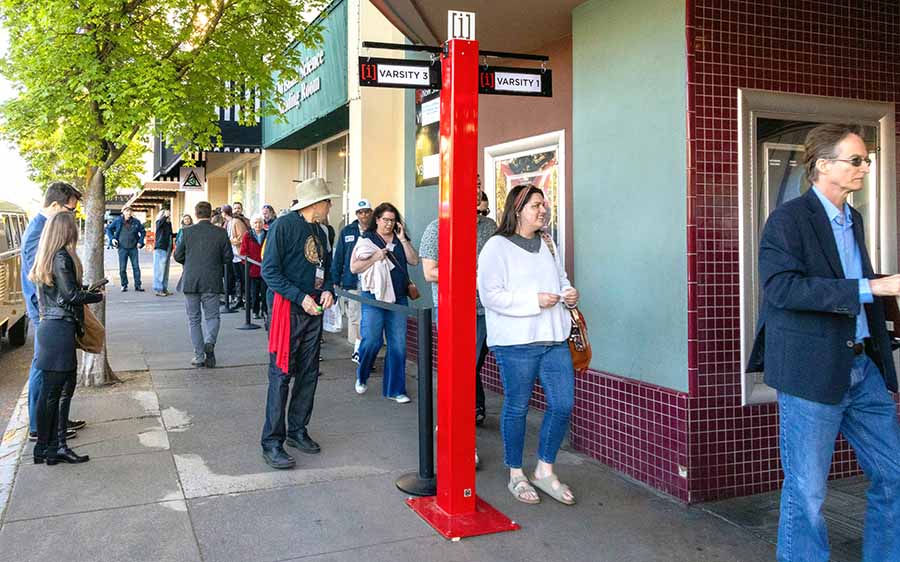 Ashland Independent Film Festival attendees line up for a showing on one of the Varsity Theatre's screens. AIFF photo