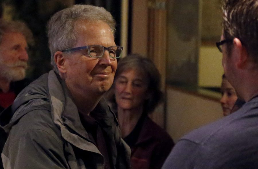 Former Ashland Mayor John Stromberg greets City Councilman Greg Lemhouse at an Election Night gathering at Standing Stone Brewing Company in 2016 (file photo)