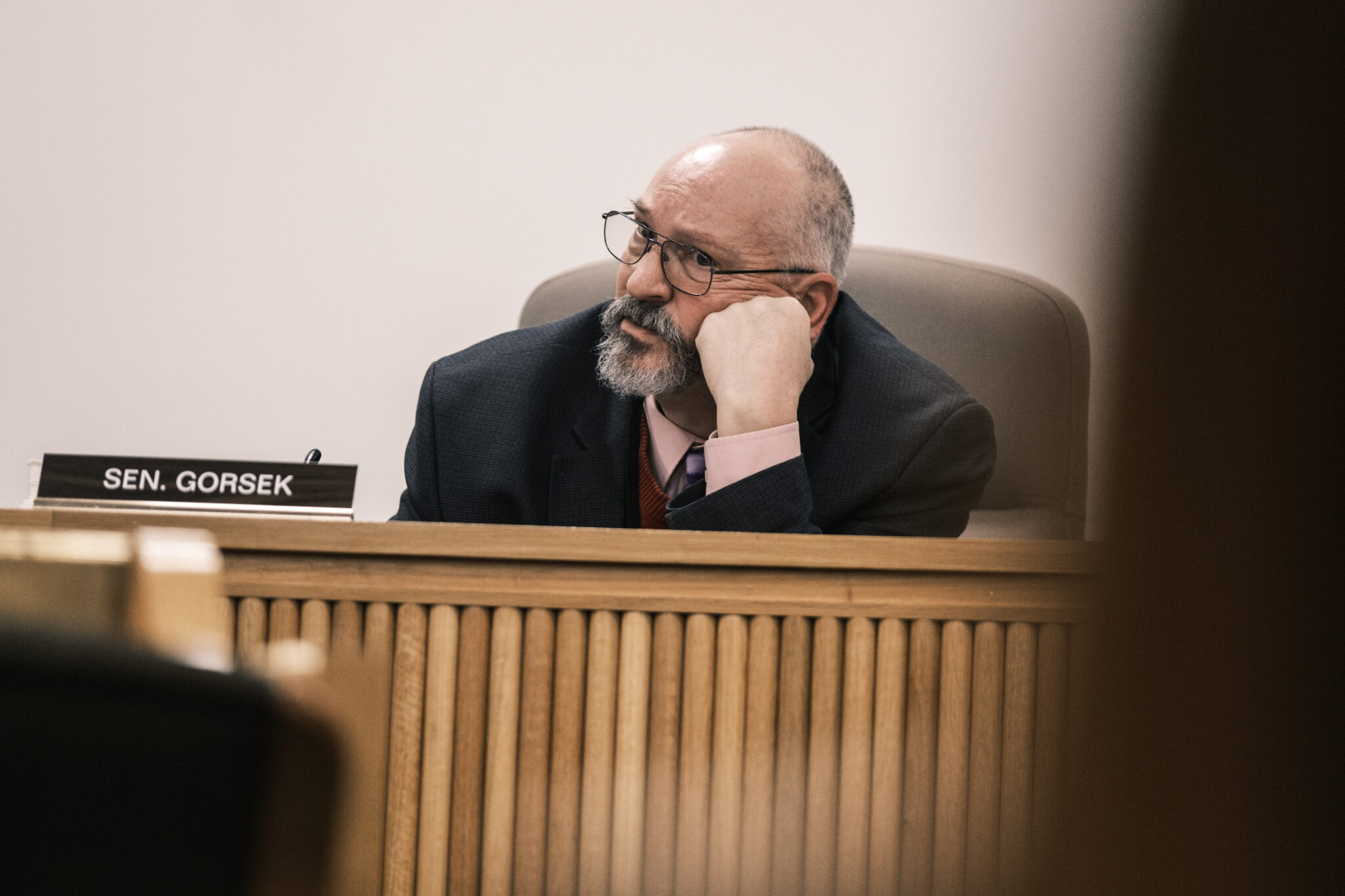 Sen. Chris Gorsek, D-Gresham, at the Oregon Legislature on Feb. 12, 2024. Jordan Gale for the Oregon Capital Chronicle
