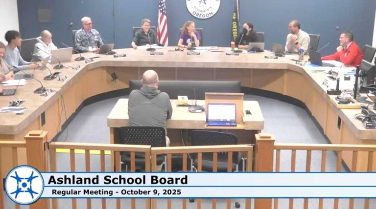 Screen capture from Ashland School Board meeting of Oct. 9.