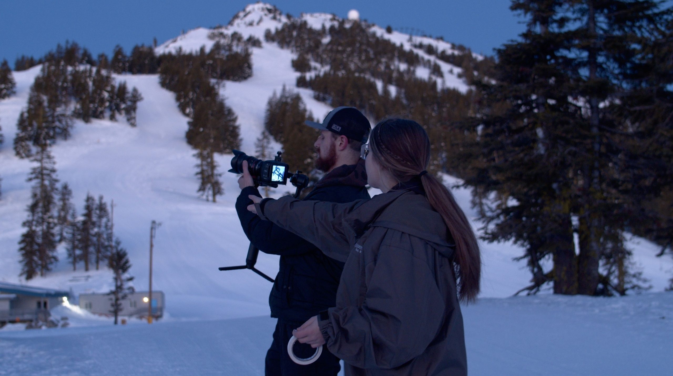 Nathanael Lathrop, cinematographer and Tabitha Wheeler, filmmaker, on location during the making of "Mt. Ashland: More Than a Mountain." Courtesy photo
