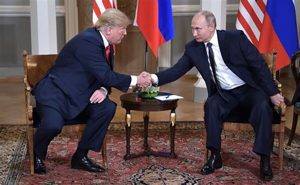Donald Trump and Vladimir Putin in 2018. Russian Federation photo
