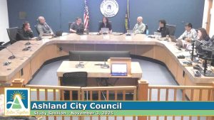 Councilors deliberate at the Ashland City Council study session Monday. Screen capture from RVTV video