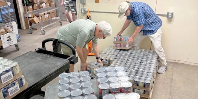 ACCESS volunteers work to stock shelves at regional food pantry locations. ACCESS officials report a surge in need at regional food pantries but also a surge in community members and local businesses reaching out to ask how they can help meet increasing need during the ongoing government shutdown. ACCESS photo